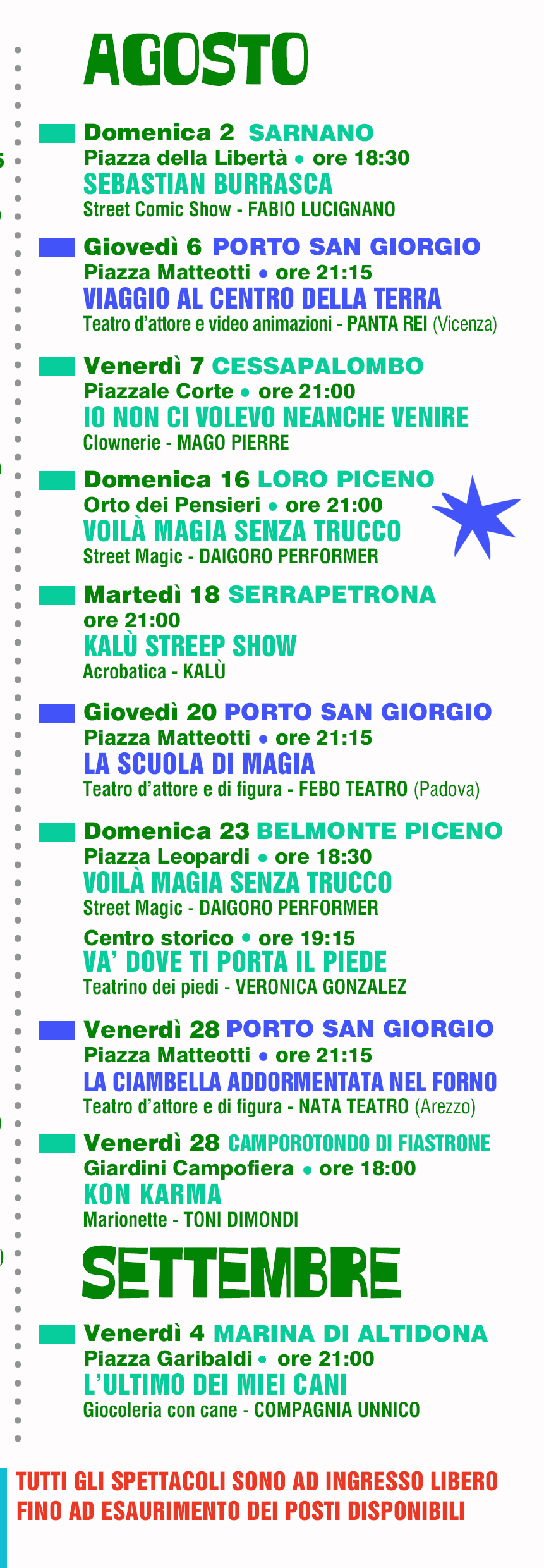 Programma Agosto e Settembre